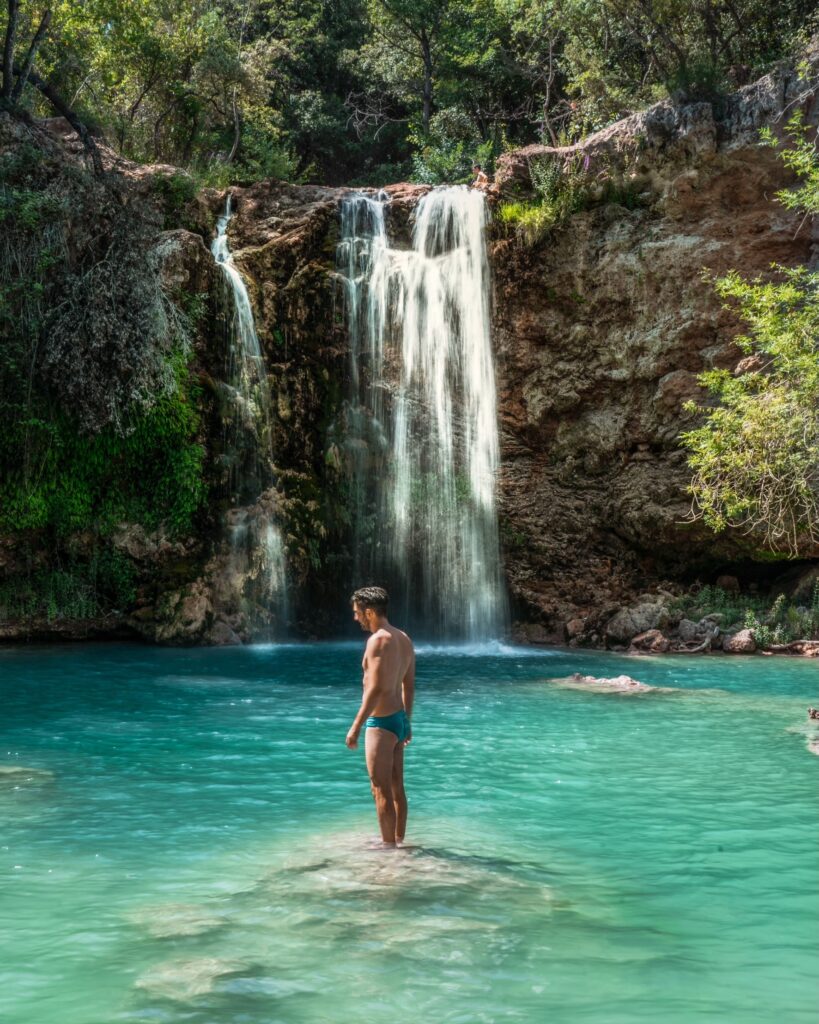 view of Cascade de Sillans, a popular swimming spot in Southern France